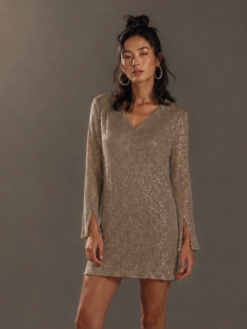 ITMFL Sequin Long Sleeve Mini Dress Party